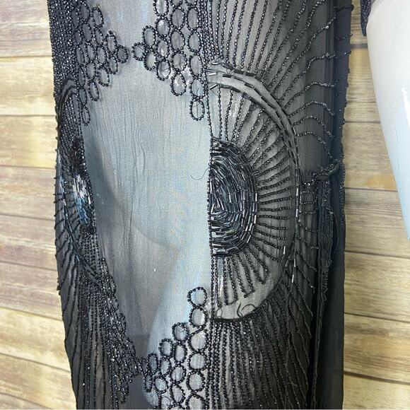 Antique Authentic black beaded 1920s flapper dress size S - Picture 5 of 16